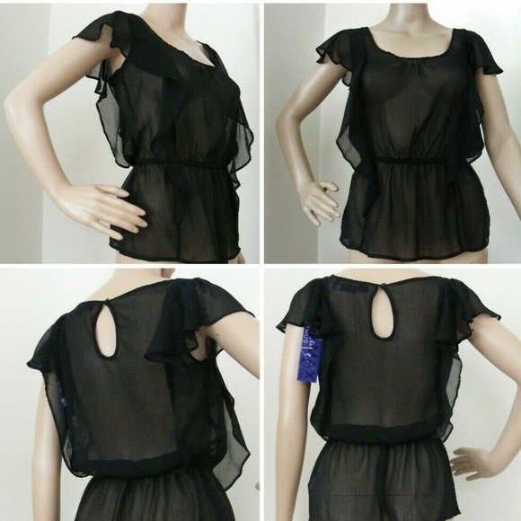 Miley Cyrus Maz Azria Shear Ruffled L #MM567700 - Picture 1 of 12